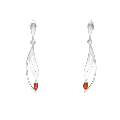 Kolczyki z rubinowymi cyrkoniami srebro