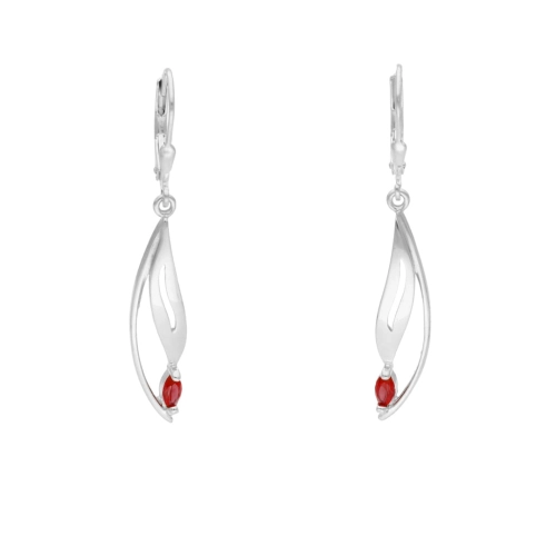 Kolczyki z rubinowymi cyrkoniami srebro