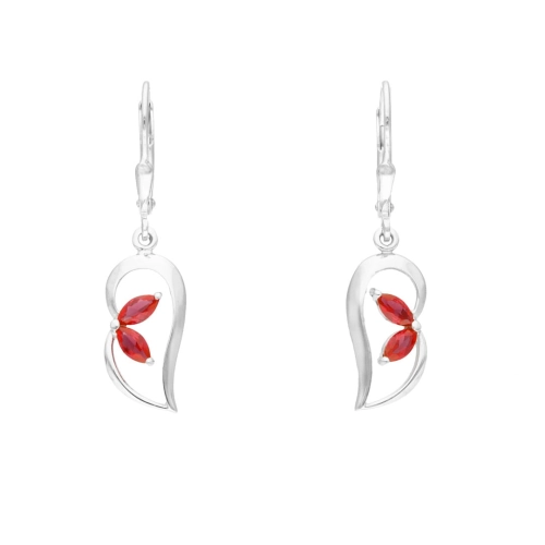 Kolczyki z rubinowymi cyrkoniami srebro