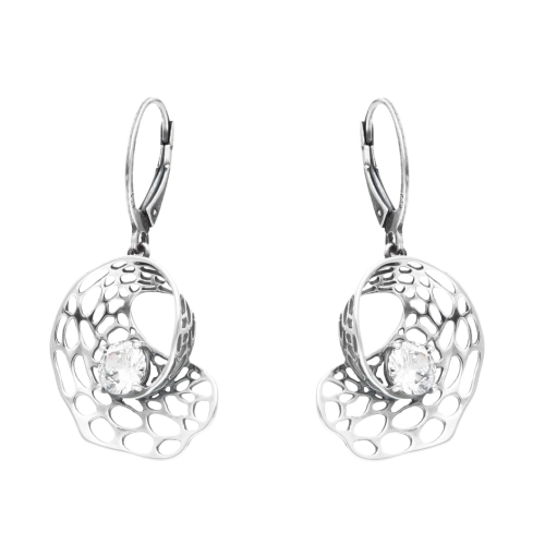 Kolczyki ażurowe z cyrkonią srebro oksydowane