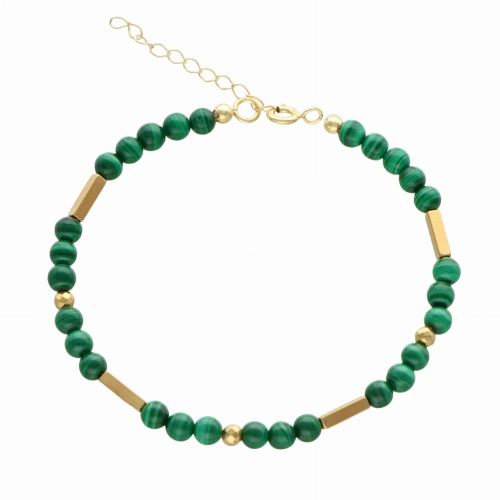 Bransoletka z malachitem i hematytem srebro pozłacane