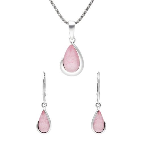 Komplet łezki z kamieniem księżycowym srebro