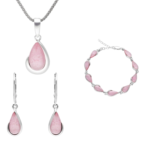 Komplet łezki z kamieniem księżycowym srebro