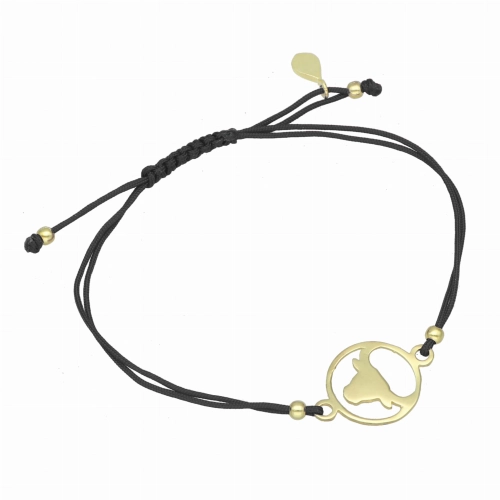 Bransoletka sznurkowa byk czarna pozłacana