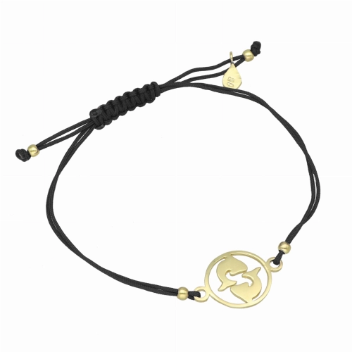 Bransoletka sznurkowa ryby czarna pozłacana