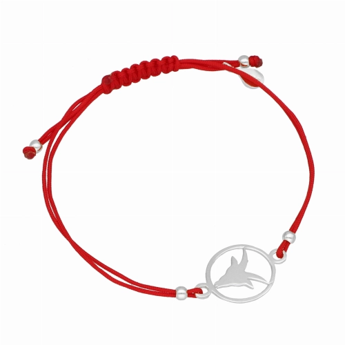 Bransoletka sznurkowa koziorożec czerwona srebro
