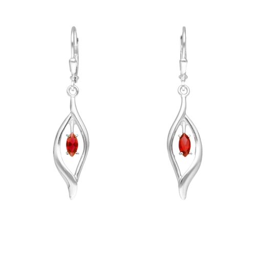 Kolczyki z rubinowymi cyrkoniami łezki srebro