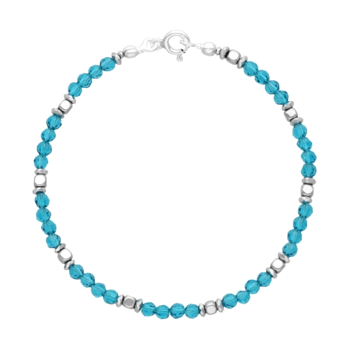 Bransoletka z kryształem i hematytem srebro 