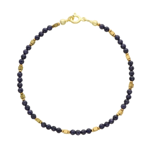 Bransoletka z Nocą Kairu i hematytem srebro pozłacane