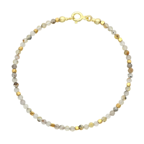 Bransoletka z kwarcem i hematytem srebro pozłacane