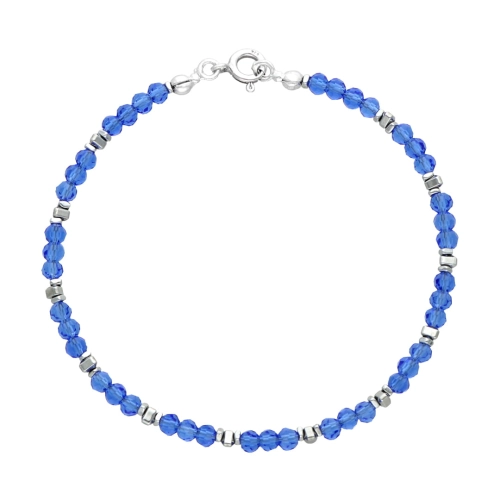 Bransoletka z kryształem i hematytem srebro