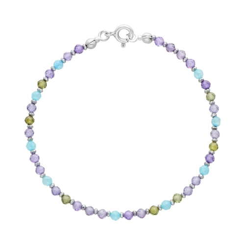 Bransoletka z cyrkonią i hematytem srebro