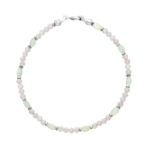 Bransoletka z cyrkonią, masą perłową i hematytem srebro