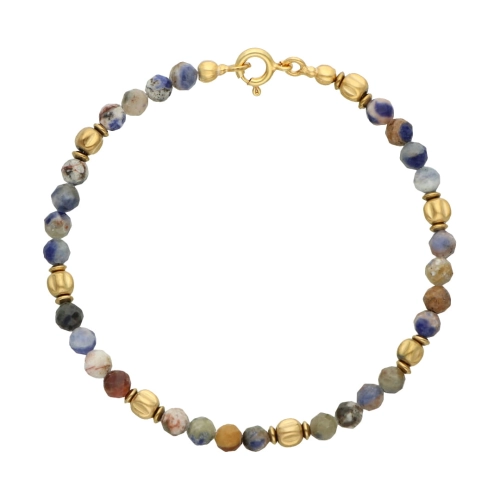 Bransoletka z kolorowymi sodalitami i hematytem srebro pozłacane