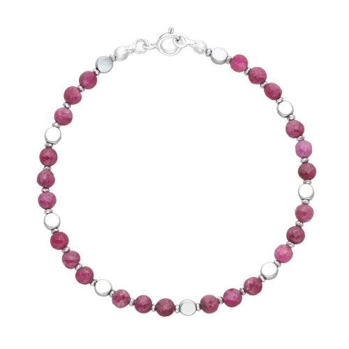 Bransoletka z rubinami i hematytem srebro