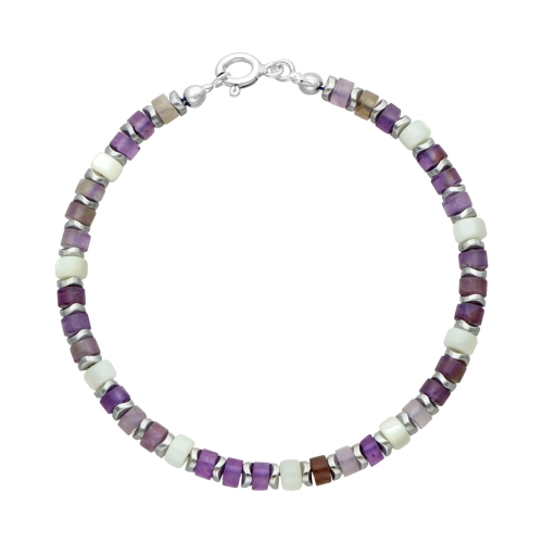 Bransoletka z ametystem i hematytem srebro