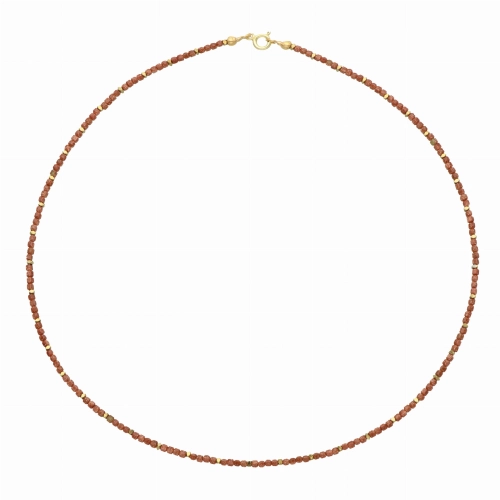 Naszyjnik z Piaskiem Pustyni i hematytem srebro pozłacane