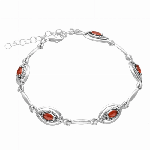 Bransoletka łezki z burgundową cyrkonią srebro