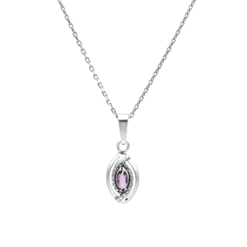 Wisior łezka z fioletową cyrkonią srebro