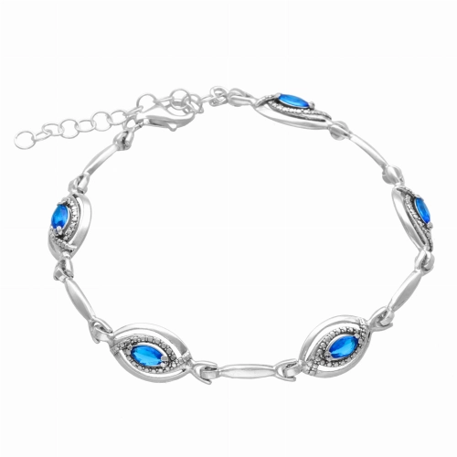 Bransoletka łezki z szafirową cyrkonią srebro