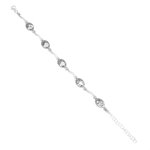 Bransoletka z białymi cyrkoniami srebro