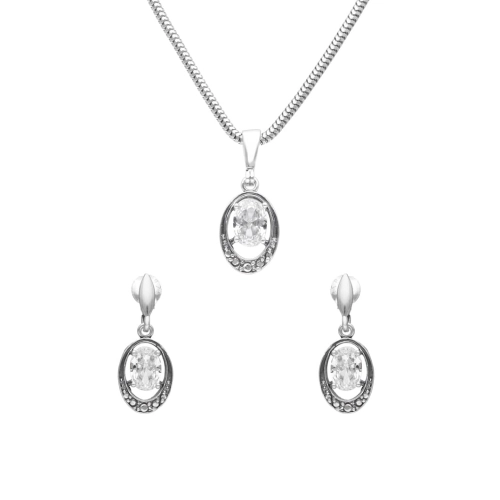 Komplet z białą cyrkonią srebro