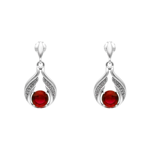Kolczyki z rubinowymi cyrkoniami srebro