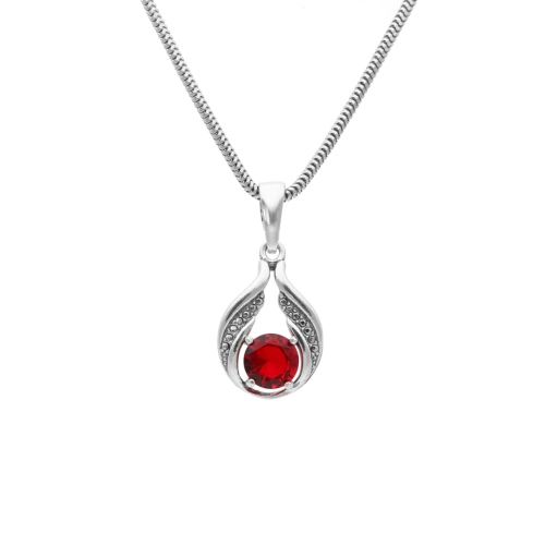 Wisior z rubinową cyrkonią srebro