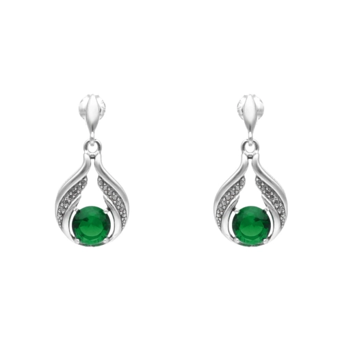 Kolczyki ze szmaragdowymi cyrkoniami srebro