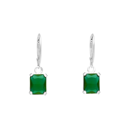 Kolczyki ze szmaragdowymi cyrkoniami prostokątne srebro