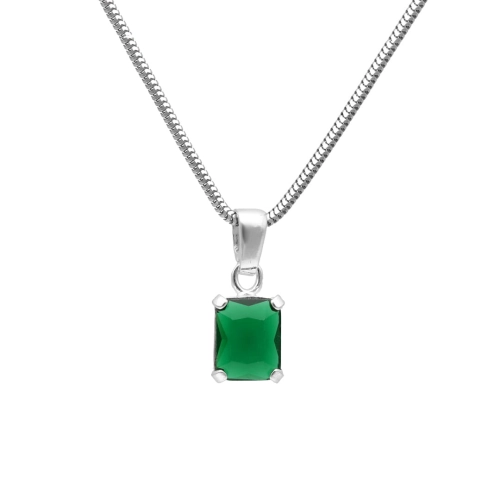 Wisior ze szmaragdową cyrkonią prostokątny srebro