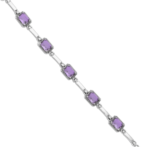 Bransoletka z prostokątnymi fioletowymi cyrkoniami srebro