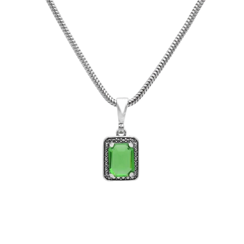 Wisior prostokątny z zieloną cyrkonią srebro