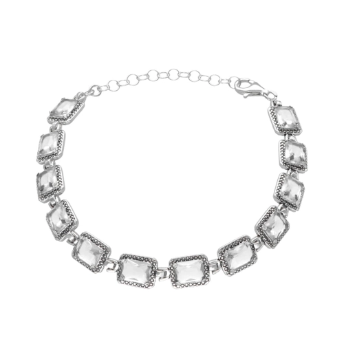 Bransoletka z prostokątnymi białymi cyrkoniami srebro