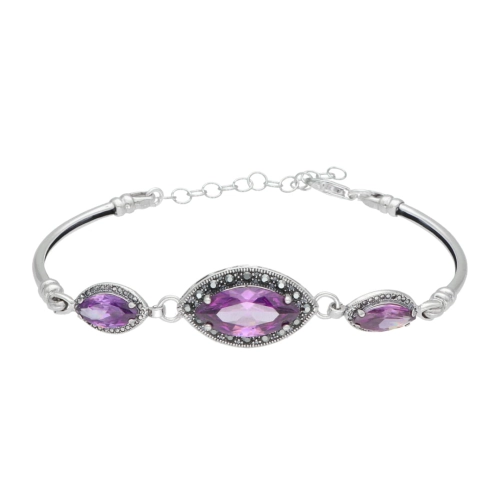 Bransoletka z fioletową cyrkonią srebro oksydowane