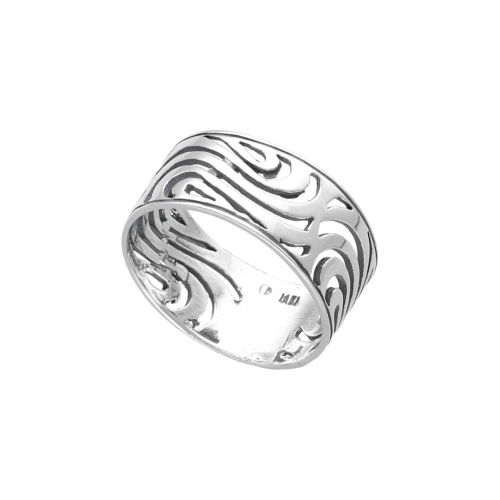 Szeroka ażurowa obrączka srebro oksydowane