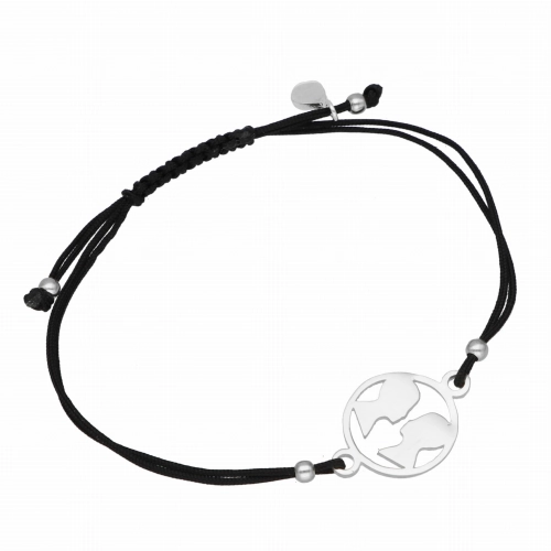 Bransoletka sznurkowa bliźnięta czarna srebro