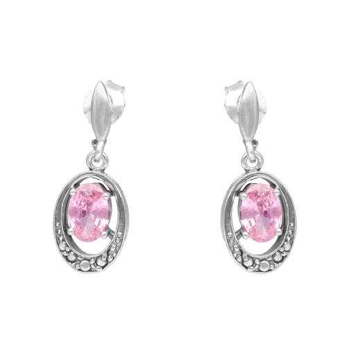 Kolczyki z różową cyrkonią srebro