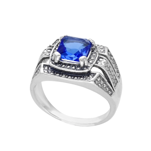 Efektowny sygnet z szafirową cyrkonią srebro oksydowane