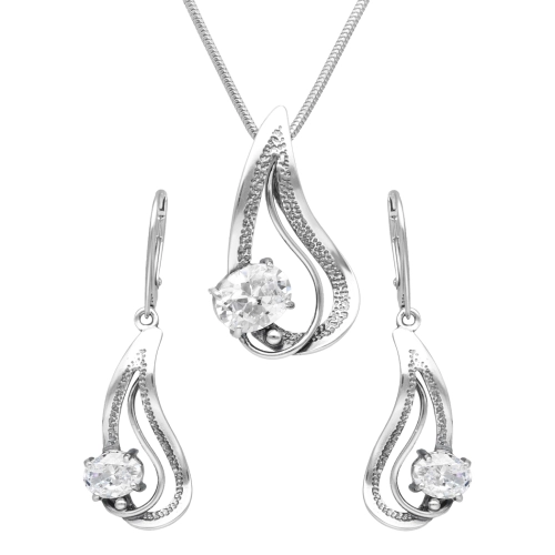 Komplet z białą cyrkonią srebro oksydowane