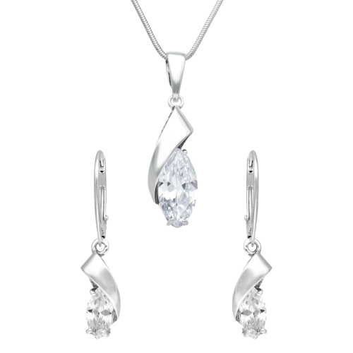 Komplet z białą cyrkonią srebro