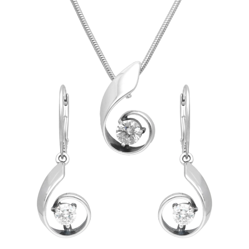 Komplet spirale z białą cyrkonią srebro