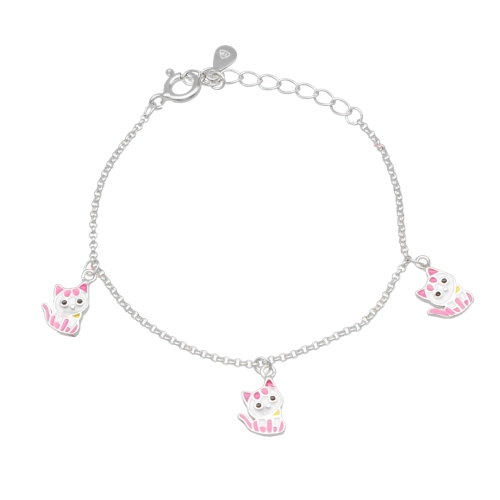 Bransoletka dla dzieci kot srebro rodowane