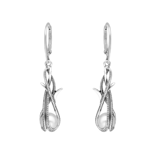 Kolczyki z perłą srebro oksydowane