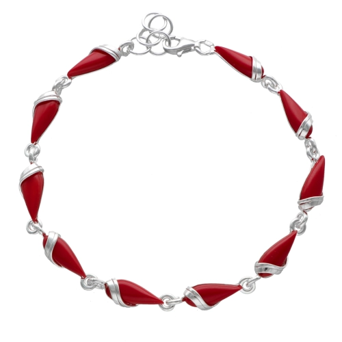 Bransoletka łezki z koralem srebro