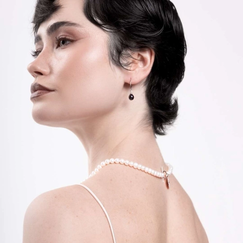 Kolczyki z czarną perłą srebro rodowane