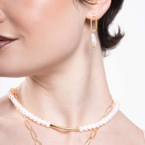 Kolczyki z perłą naturalną srebro pozłacane