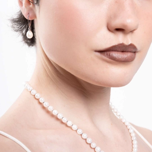 Kolczyki z białą perłą srebro rodowane