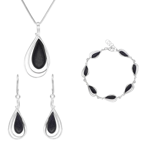 Komplet łezki z Nocą Kairu srebro