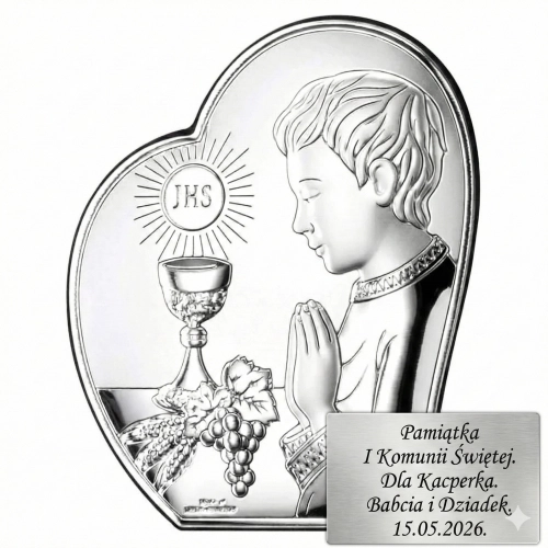 Obrazek Serce – Pamiątka I Komunii Świętej dla chłopca (9x11 cm)